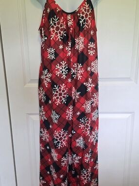 Red Plaid Snowflake Women's Jumpsuit